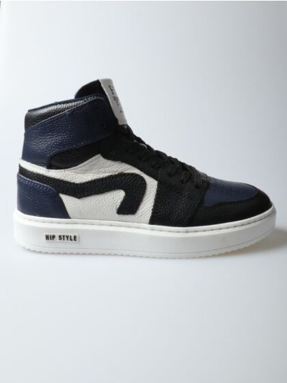 Hip H1665-234-10LE hoge sneaker zwart/d. blauw 